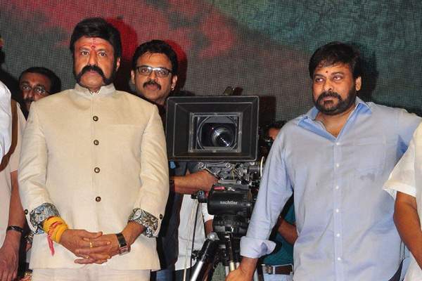 Chiranjeevi KCR at Balakrishna 100th Film Gautamiputra Satakarni Movie Opening