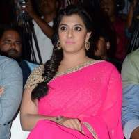 Varalakshmi pink saree photos Nayaki audio launch event