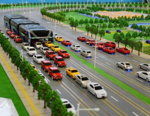 China traffic over bus news photo