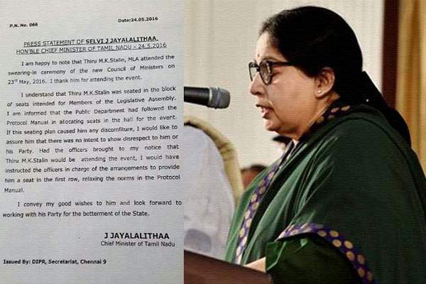 Jayalalitha responds to Stalin controversy, M K Stalin, swearing-in ceremony, Tamilnadu CM,  karunanidhi, DMK, AIADMK