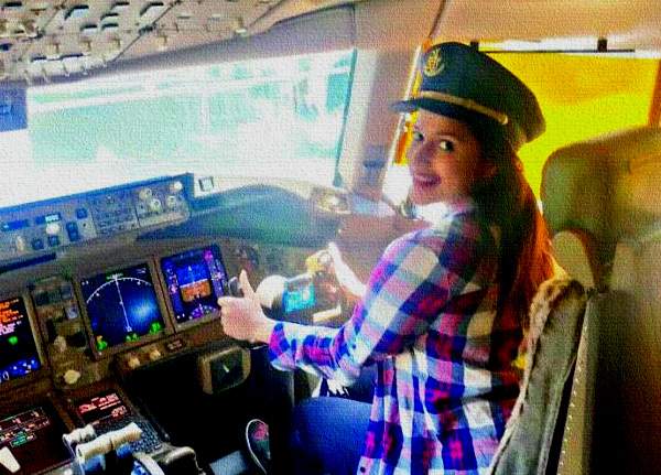 Mannara Chopra flight cock pit selfie 