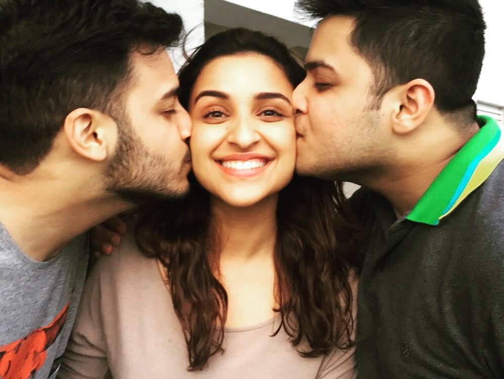 Parineeti Chopra, Parineeti Chopra Brothers, Parineeti Chopra Brothers Kissing, Parineeti Chopra Brothers Shivang Chopra Saraj Chopra, Parineeti Chopra Brothers Shivang Chopra Saraj Chopra