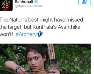 Baahubali Tweet, Baahubali Tweet Controversy, Tamanna Baahubali Tweet Controversy, Avantika Baahubali Tweet Controversy, Rio Olympics Baahubali Tweet Controversy, Rio Olympics Archery Baahubali Tweet Controversy