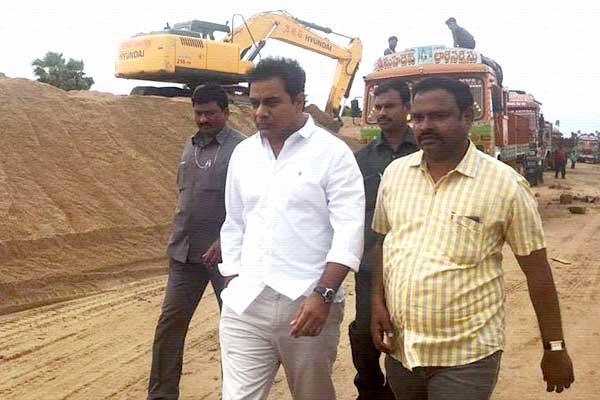 KTR, KTR Sand Mafia, KTR Harish Rao Sand Mafia, KTR Attacks Harish Rao Sand Mafia, Minister KTR Attacks Harish Rao Sand Mafia, KTR Rides Harish Rao Sand Mafia, Minister KTR Rides Harish Rao Sand Mafia,  KTR Rides Harish Rao Telangana Sand Mafia, KTR Attacks Telangana Sand Mafia, 