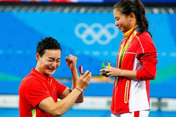 He Zi, He Zi Rio Olympics Wedding Proposal, He Zi Rio Olympics Marriage Proposal, He Zi Rio Olympics Surprise Wedding Proposal 