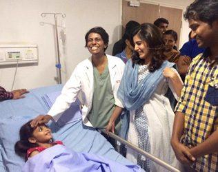 Samantha, Samantha Helps Chandini, Samantha Helps Chandini Surgery, Samantha Pratyusha Foundation Helps Chandini Surgery, Samantha Helps Chandini Disarticulation Surgery