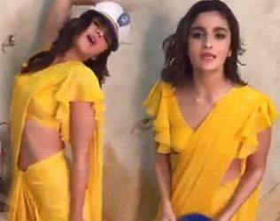Alia Bhatt, Alia Bhatt Saree Hot, Alia Bhatt Saree Hot Video, Alia Bhatt Saree Hot Dance, Alia Bhat Saree Dance Rustom, Alia Bhatt Saree Rustom Promotions