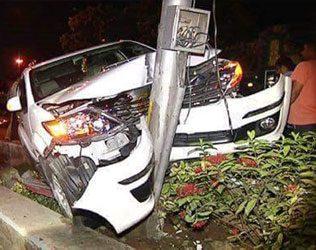 Balakrishna Car Accident Hyderabad, Nandamuri Balakrishna Car Accident Hyderabad, Nandamuri Balakrishna Car Rams Roadside Pole Banjara Hills