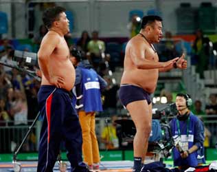 Mongolian Wrestler, Rio Olympics Mongolian Wrestler Strip, Rio Olympics Mongolian Wrestler Coaches Strip, Rio Olympics Mongolian Wrestler Strip Protest