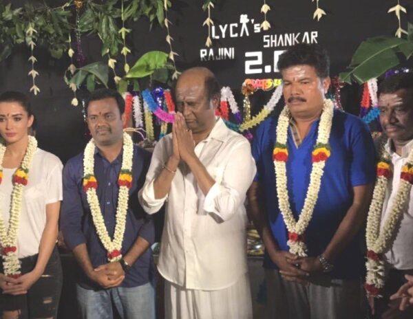 2.0 Movie, 2.0 Movie Ayudha Pooja Sets, Rajinikanth 2.0 Movie Ayudha Pooja, Director Shankar 2.0 Movie Ayudha Pooja, Amy Jackson 2.0 Movie Ayudha Pooja