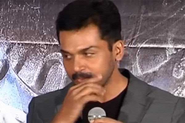 Karthi Moustache Slip - Kaashmora Movie Press Meet Hyderabad