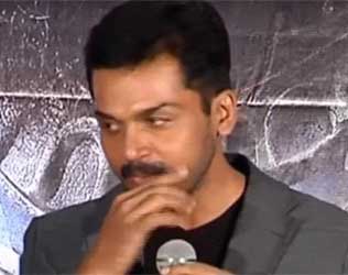Karthi Moustache Slip - Kaashmora Movie Press Meet Hyderabad