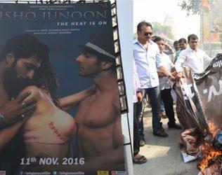 Ishq Junoon Hot Hoardings Posters Burnt Shiv Sena
