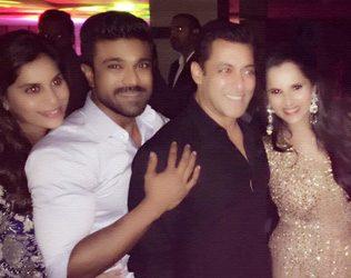 Ram Charan Ragged by Salman Khan at a Sania Mirza Sister Sangeeth Party