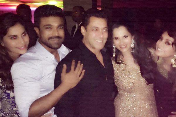 Ram Charan Ragged by Salman Khan at a Sania Mirza Sister Sangeeth Party