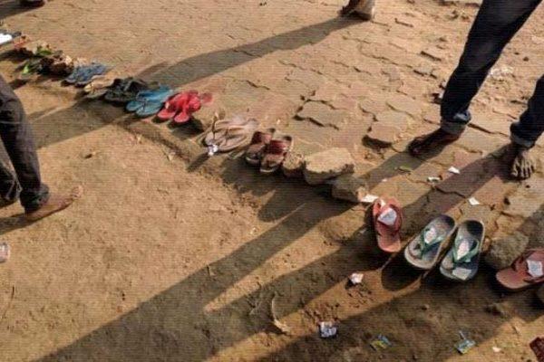 Slippers FootWear Shoes Chappals Queue Varanasi Bank ATMs