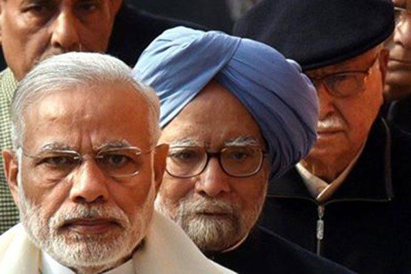 narendra-modi-manmohan-singh-and-lk-advani-in-que