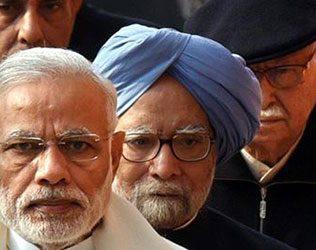 narendra-modi-manmohan-singh-and-lk-advani-in-que