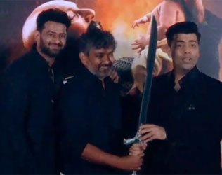 Karan Johar Gets Kattappa Sword from Baahubali World