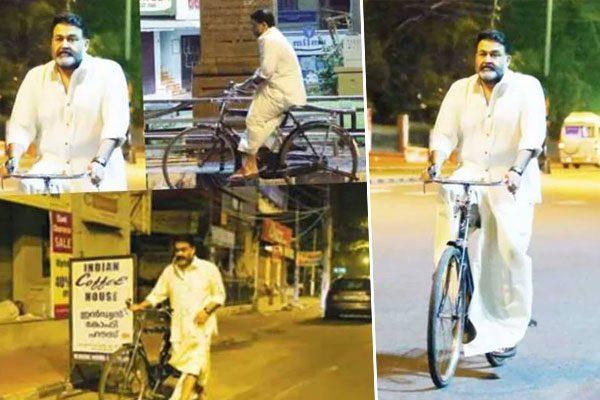 Malayalam Superstar Mohanlal Roaming on Cycle