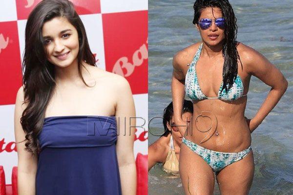 Young Actress Alia Bhatt's Strange Reaction on Sr Heroine Priyanka Chopra's Bikini