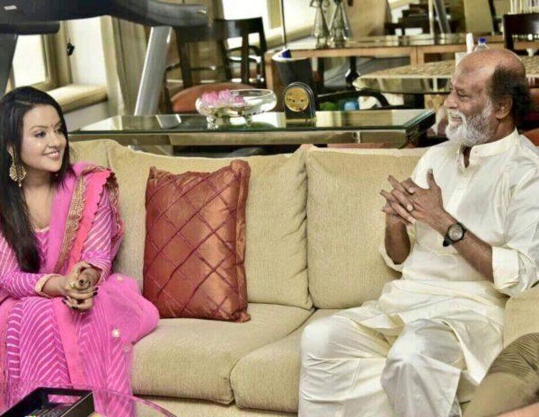 Rajinikanth Met Maharastra Chief Minister Wife Amrutha Fadnavis