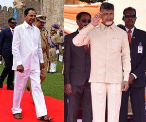 KCR in Telangana, CBN in AP in 71st Independence Day celebrations
