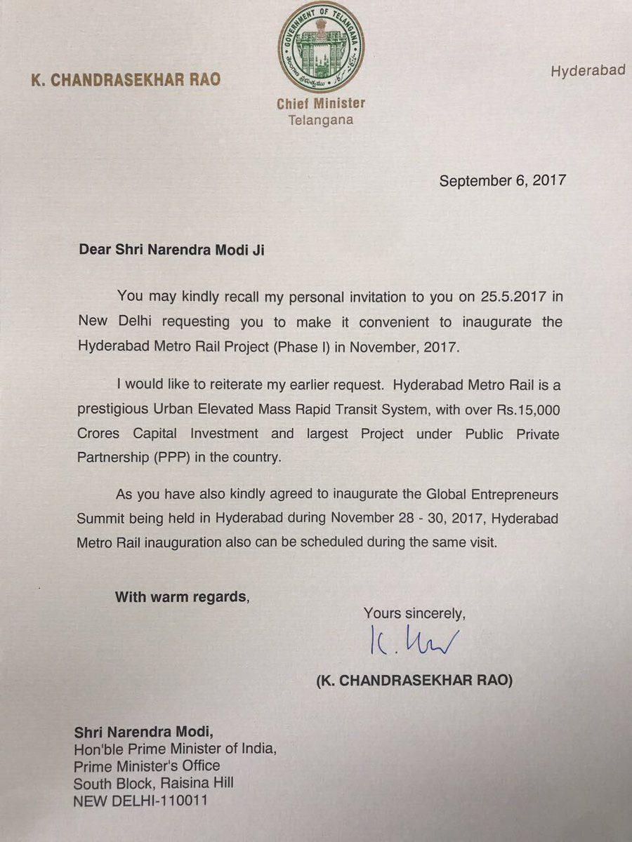 Hyderabad Metro Rail Gets an Inauguration Date