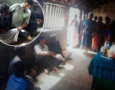 Top Star Vijay Sits on the Floor Beside Anitha Father
