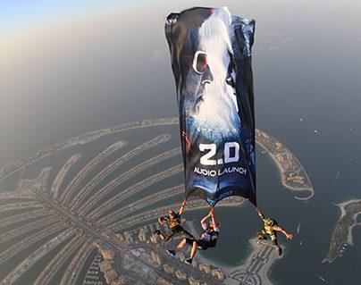 Rajinikanth 2.0 Audio Launch Promotion Skydiving above 10000 feet
