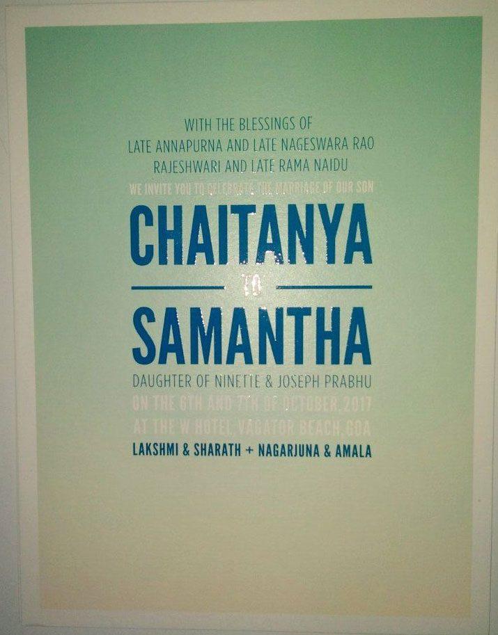 Samantha - Naga Chaitanya Wedding Invitation Card
