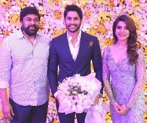 Chiranjeevi at Samantha Naga Chaitanya Hyderabad Reception Photos
