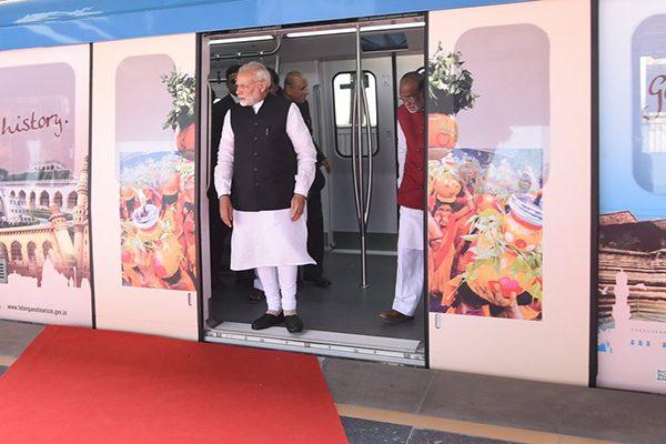 Narendra Modi Launches Hyderabad Metro Rail