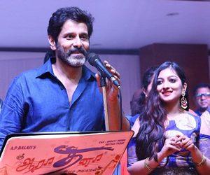 Vikram Singing At His Daughter Akshita Wedding Reception Photos