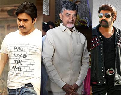 Chandrababu Naidu Sandwiched Between Nandamuri Balakrishna and Pawan Kalyan Fans