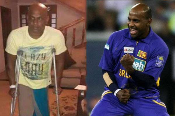 Sanath Jayasuriya Unable to Walk Without Crutches