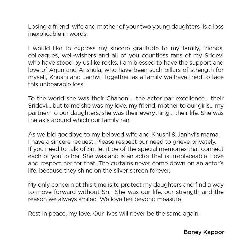 Sridevi Family Letter