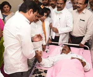 Telangana Assembly Fight: KTR visits injured Swamy Goud