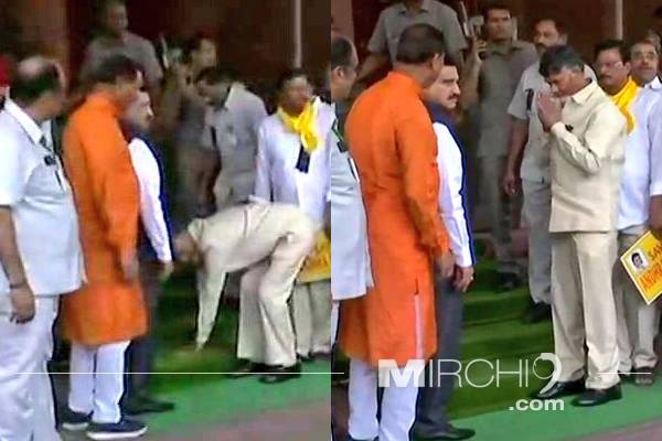 Chandrababu Makes Modi Like Entry to the Parliament