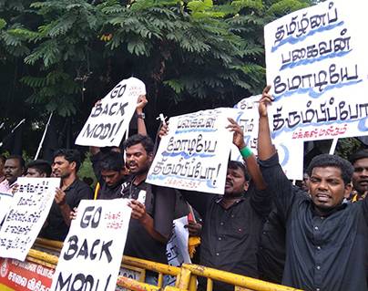 Go Back Modi protest against Narendra Modi in Chennai