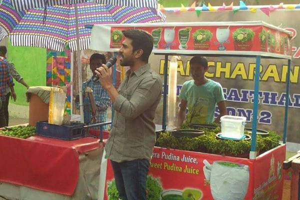Ram Charan Selling Butter Milk for Manchu Lakshmi Memu Saitham