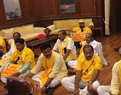 TDP MP protest in LokSabha Speaker office