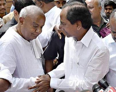 KCR - H.D. Deve Gowda- JDS