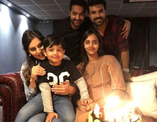 Rajamouli Heroes Ram Charan - NTR Shot Partying with Family