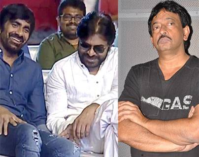 RGV's Fun @ Pawan Kalyan Poking Ravi Teja's Thigh