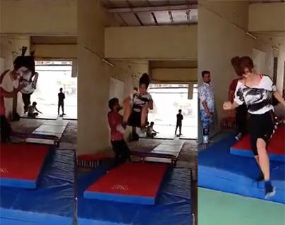 Disha patani flip flop stunt goes viral