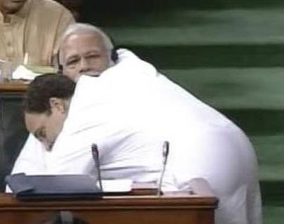 Rahul Gandhi's Surprise Hug to Narendra Modi