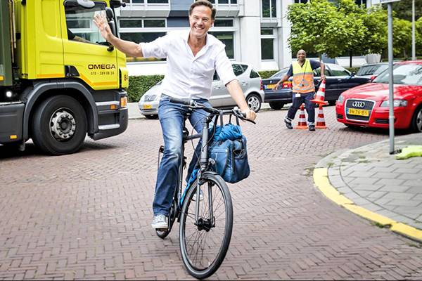 Netherland Prime Minister -goes to work by bicycle