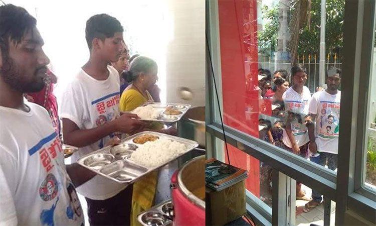 YSRCP followers at eating Anna Canteens