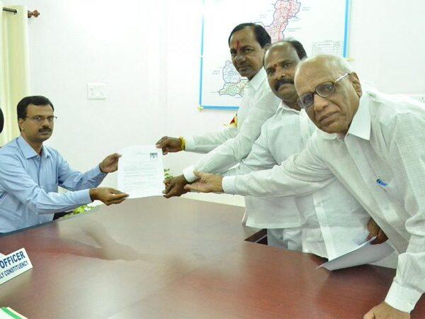 Amid Rumours -and Speculations, KCR Files Nomination from Gajwel-